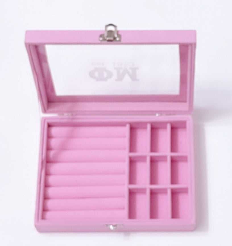 Pink Velvet Jewelry Box – Personalized Elegance for Sorority Women