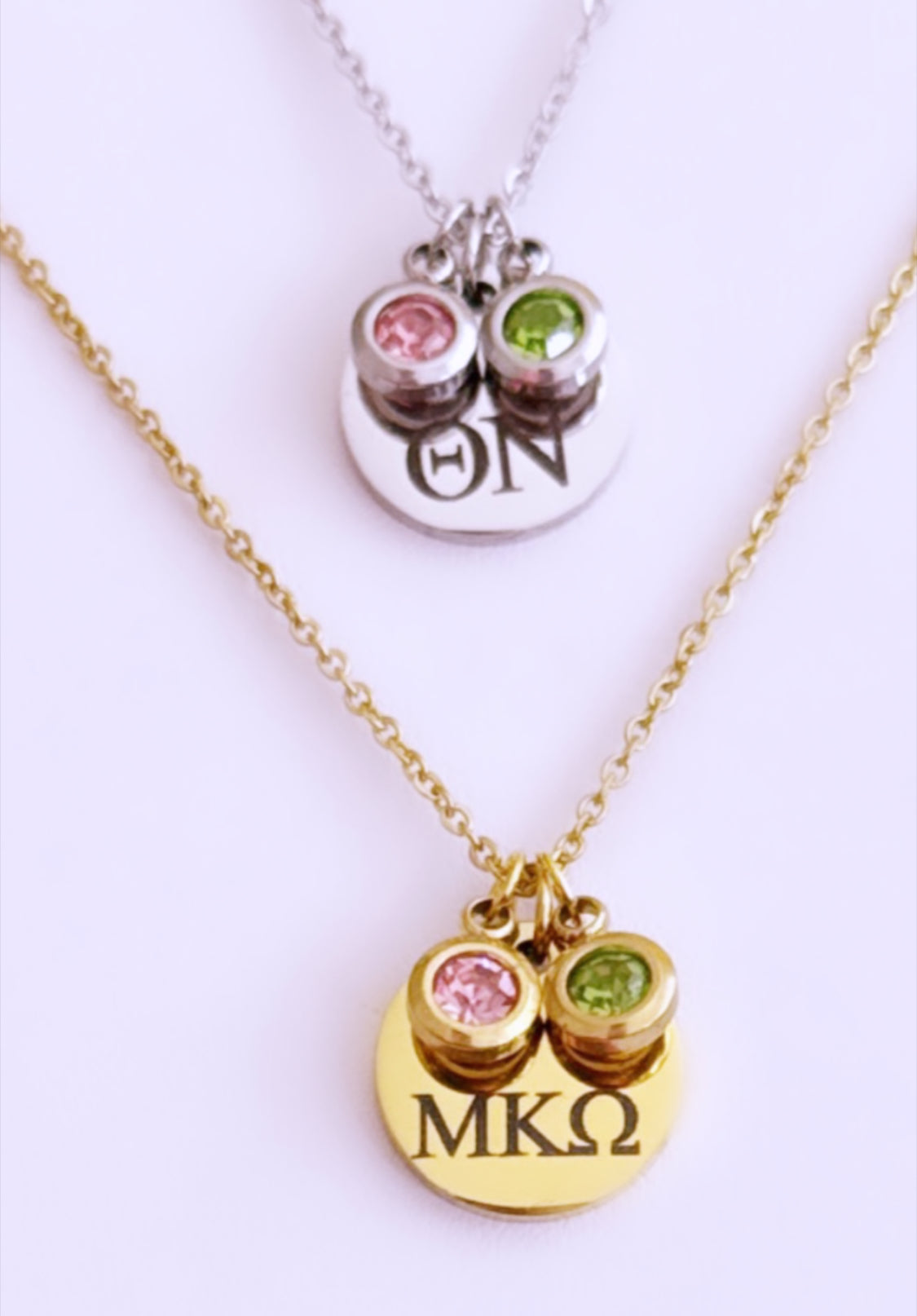 Personalized Necklace Charm with Colored Stones