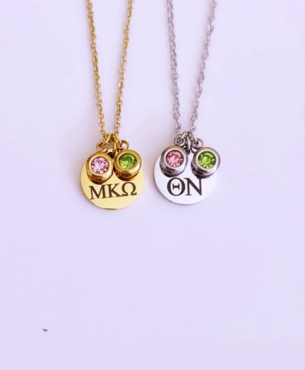 Personalized Necklace Charm with Colored Stones