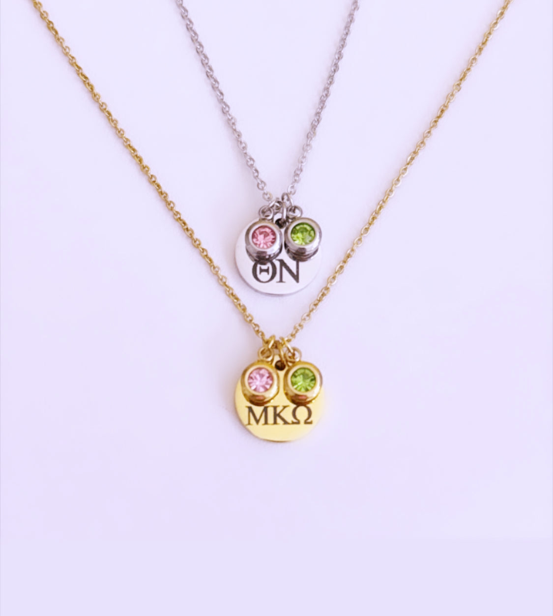 Personalized Necklace Charm with Colored Stones