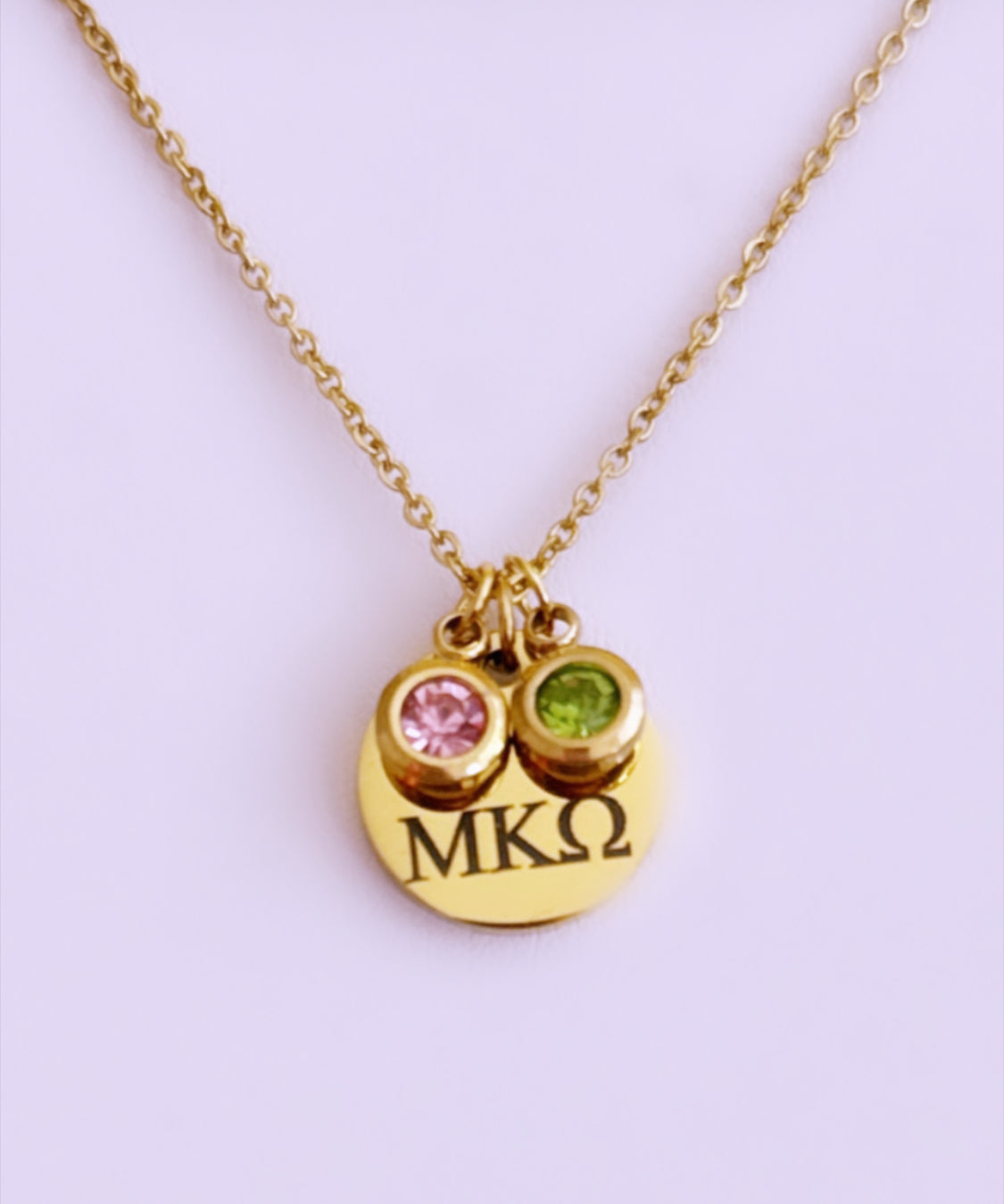 Personalized Necklace Charm with Colored Stones