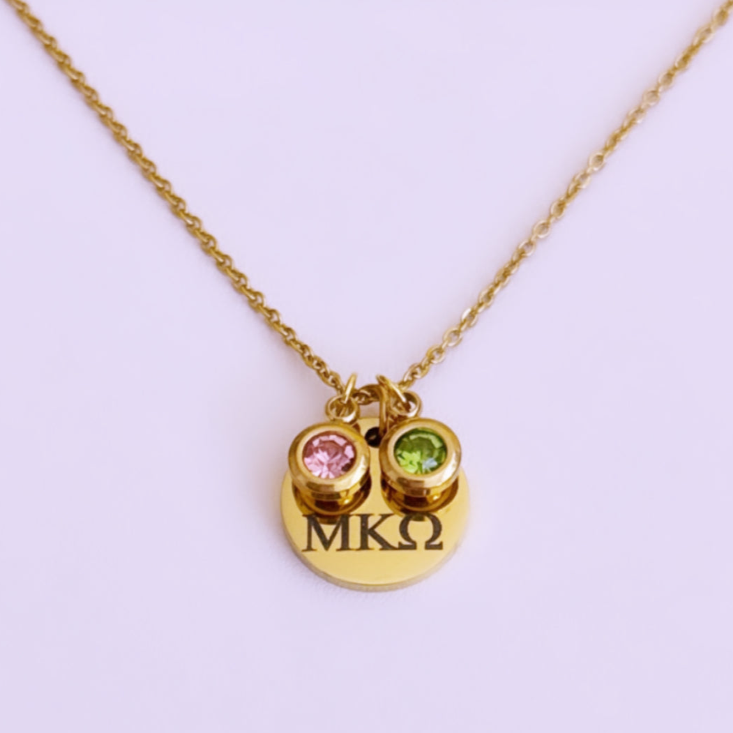 Personalized Necklace Charm with Colored Stones