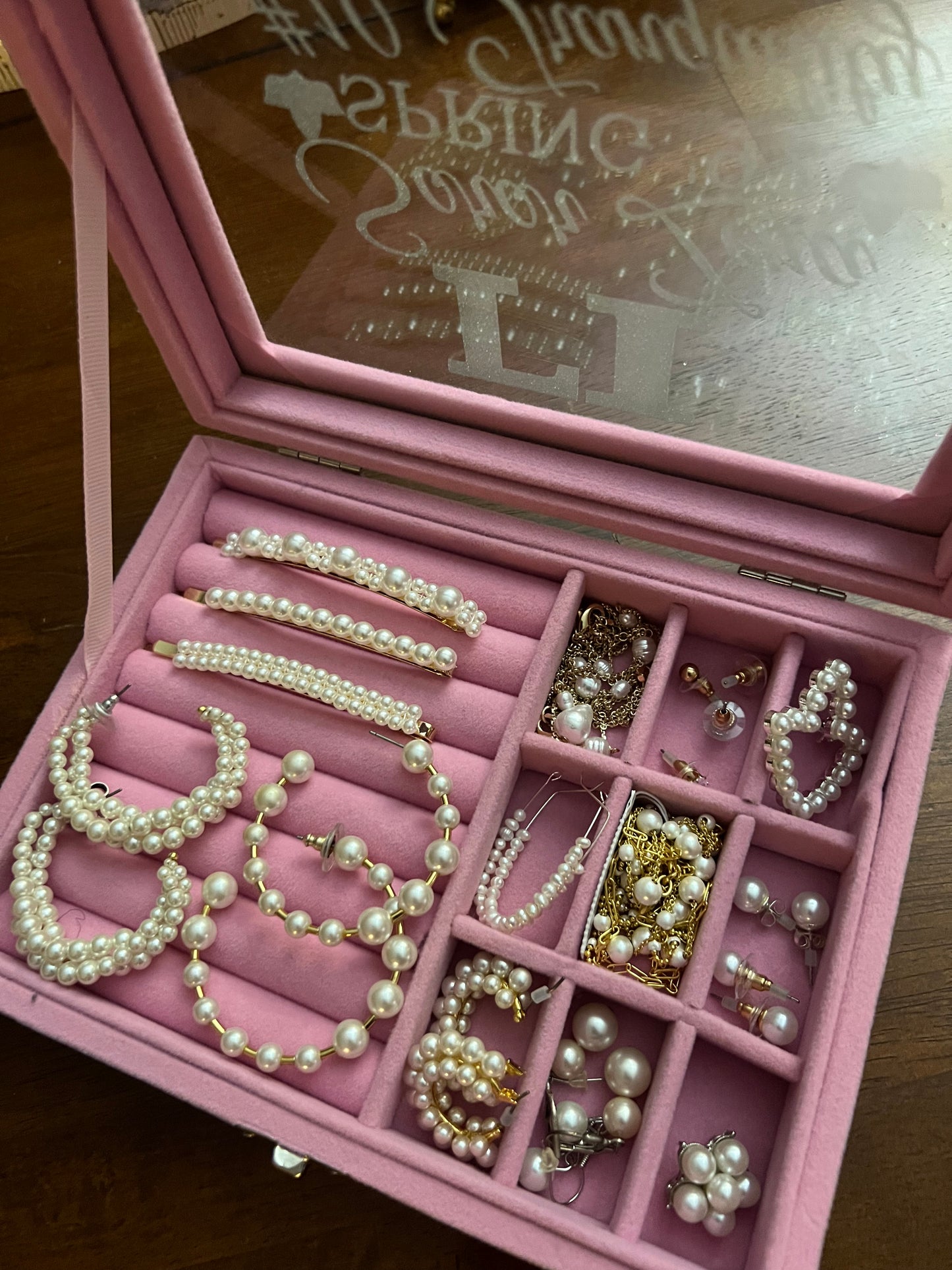 Pink Velvet Jewelry Box – Personalized Elegance for Sorority Women