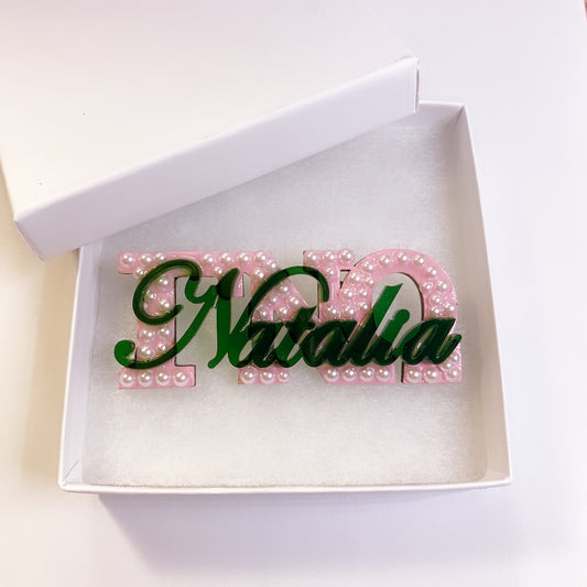 Name Acrylic Chapter Brooch