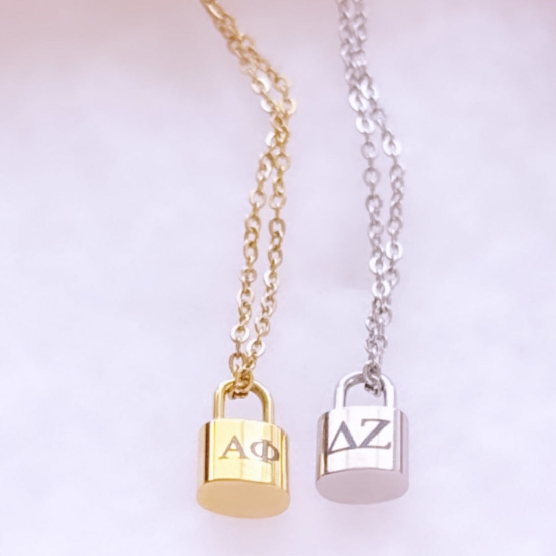 Dainty lock charm necklace