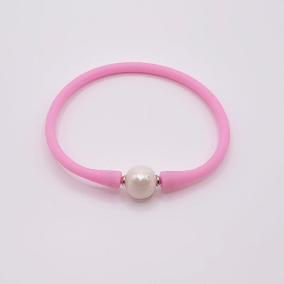 Silicone Bracelet with Freshwater Pearl