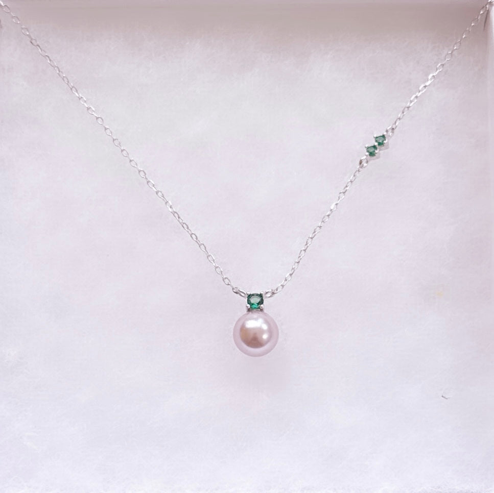 Pearl Drop Necklace with CZ Accent