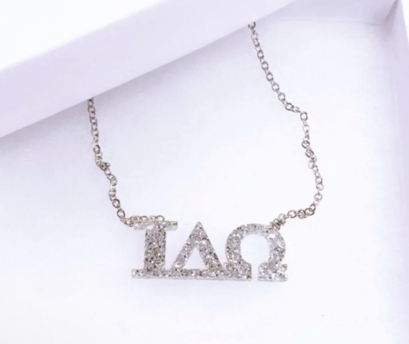 Custom Acrylic Greek Letter Necklace | Glitter Greek Symbol Necklace | Handcrafted Sorority Jewelry