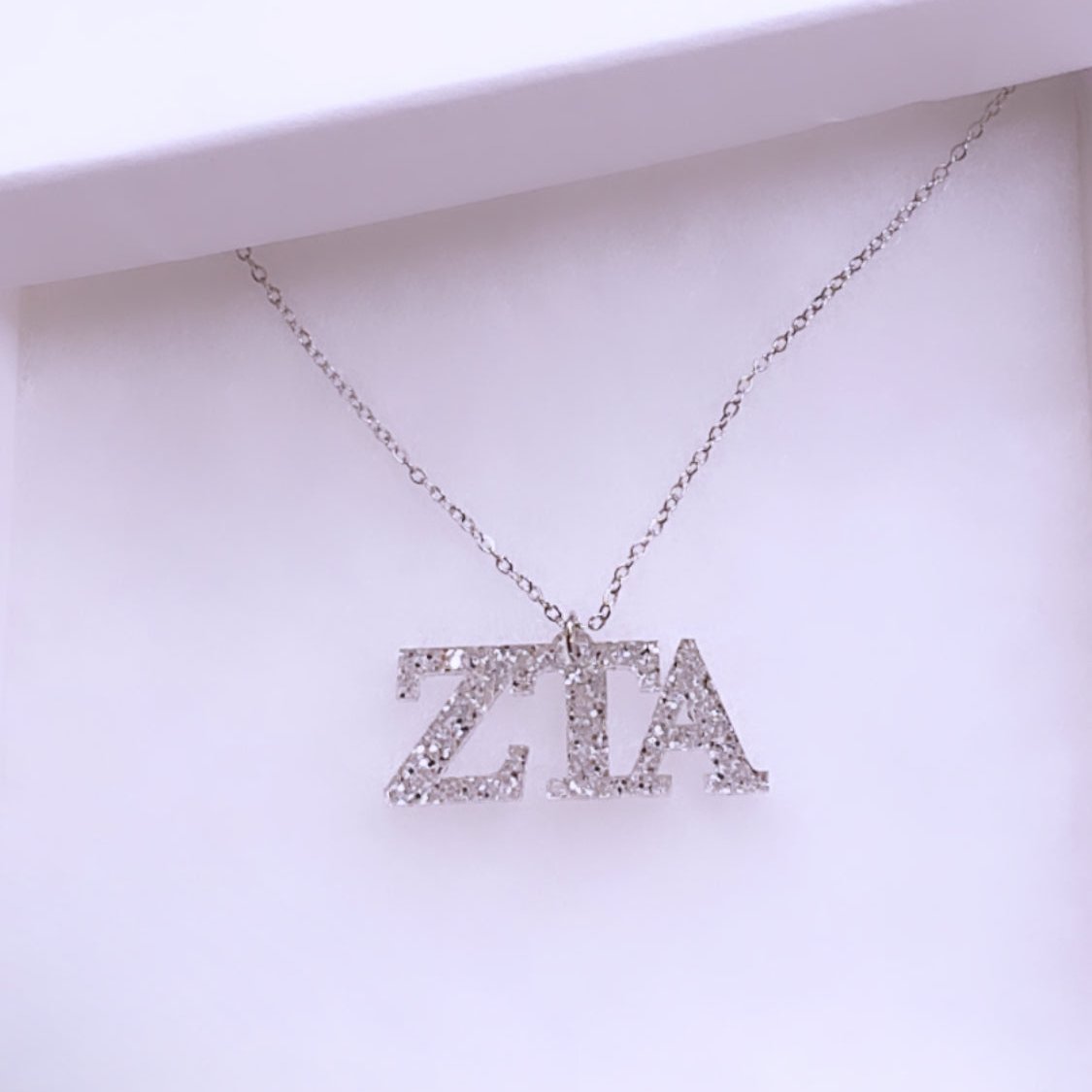 Custom Acrylic Greek Letter Necklace | Glitter Greek Symbol Necklace | Handcrafted Sorority Jewelry